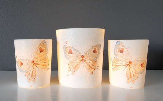 Orange Butterfly Set - Mini Candle Holders